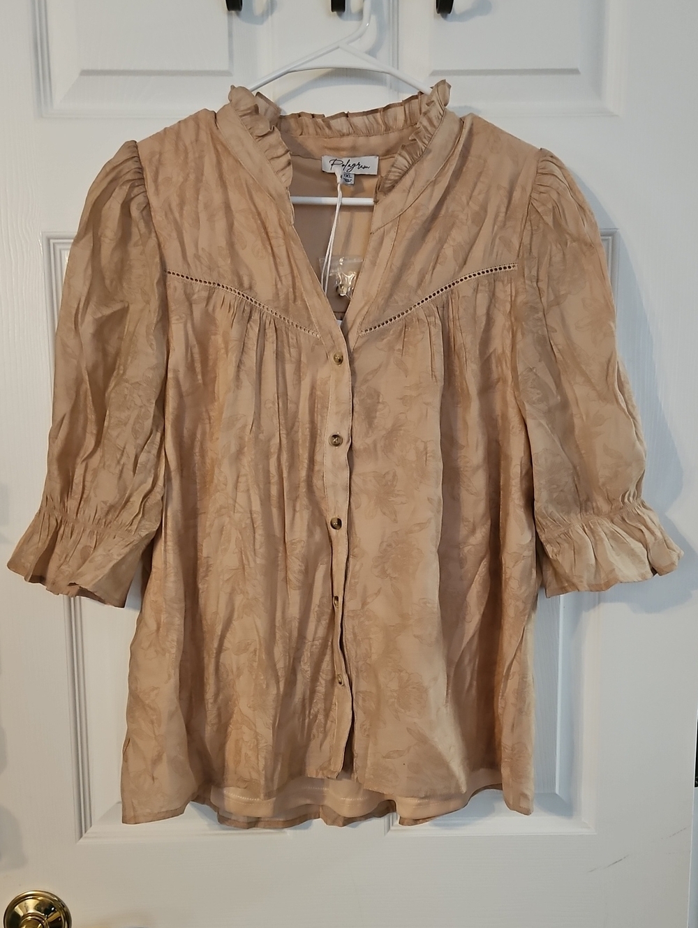 Ruffle-Trim Button Front Blouse